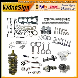 For 08-15 Toyota 2AZ 2.4L Crankshaft Camshaft Gasket Set Timing Kit Piston W&Oil - Picture 1 of 8