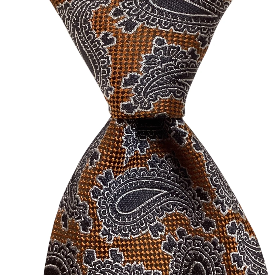 Gravata masculina ERMENEGILDO ZEGNA 100% seda ITÁLIA luxo PAILEY marrom/cinza excelente estado usado - Imagem 1 de 3