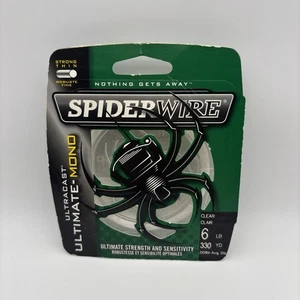 Spider Wire Ultracast Ultimate Mono 6 Pfund Test klar 330 Yard 0,008 Zoll durchschnittlicher Durchmesser  - Bild 1 von 2