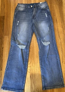 New Womens Distressed Stretch Jeans Large - Picture 1 of 2