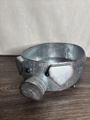 Galvanized Metal Pig Decorative Bowl Rustic Farmhouse Style-Not For Food Use. - Image 1 of 4