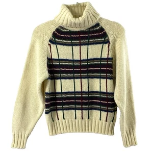 Suéter de cuello alto Laura Scott para mujer talla pequeña crema a cuadros mezcla de lana preppy - Imagen 1 de 11