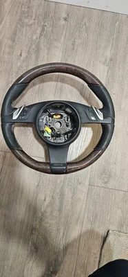 Steering wheel 2011-2014 Porsche Cayenne heated Black with Brown wood - Image 1 of 4