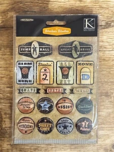 New K&Company Scrapbooking Stickers Sports Basketball Words Stickers 17 pc. - Picture 1 of 1