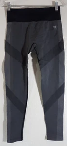 Forever 21 Womens Leggings Small Gray + Black Striped Yoga Active Pilates Pants - Picture 1 of 4