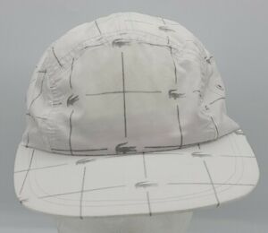 2018 SS18 SUPREME LACOSTE REFLECTIVE GRID NYLON CAMP CAP WHITE SILVER BOX LOGO