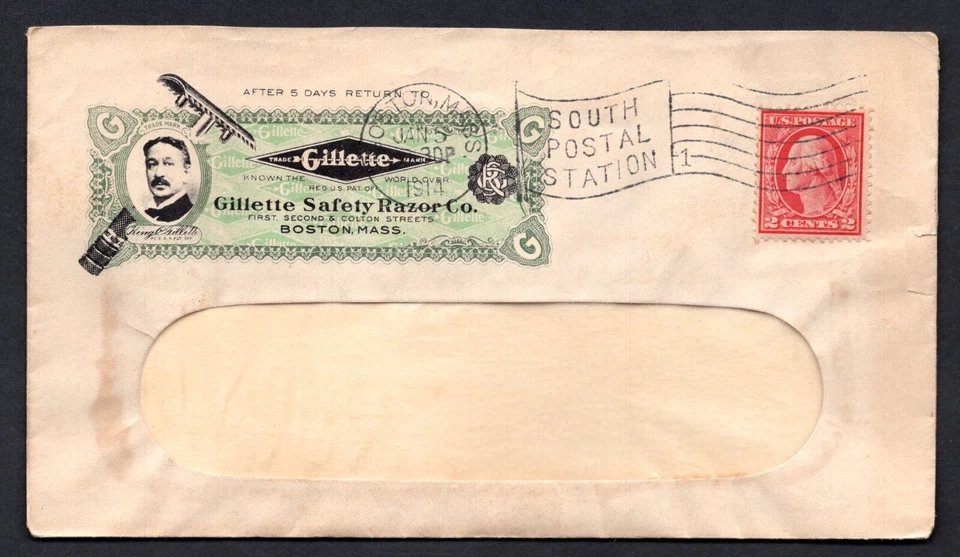 US 1914 ADVERTISING THE GILLETTE CO. OF SHAVING RAZORS WITH ADVERTISING FLAT BOX - Image 1 of 4