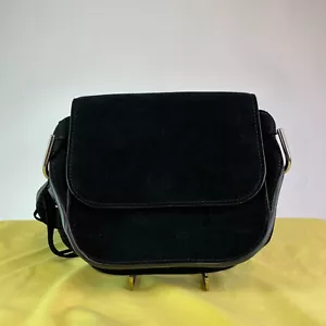 Vintage Black Flap Crossbody bag Womens Tasseled Leather Adjustable Strap - Picture 1 of 11