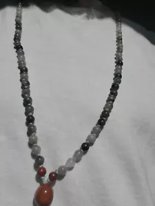 Collana Perline Mala Annodate a mano Bloodstone, Labradorite, Agata - Sat Narayan - Foto 1 di 9