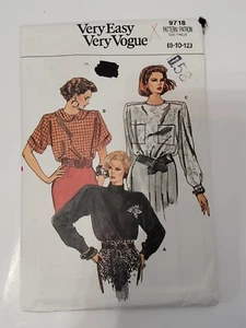 VTG Very Easy Vogue Sewing Pattern 9718 from 1986 Three Tops CUT Size 8-10-12 - Picture 1 of 2