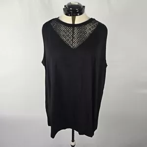 Bloomchic Blouse Women's 3X Black Sleeveless Round Geometric Pattern Neck NWT - Picture 1 of 13