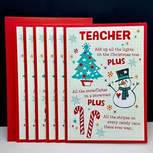 MENGE 6 KENNZEICHEN FROHE WEIHNACHTEN DANKE Karten + Umschläge FÜR LEHRER - Bild 1 von 5