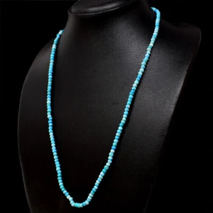 65.00 Cts Earth Mined Turquoise Round Shape Faceted Beads Necklace NK 33E58 - Picture 1 of 3