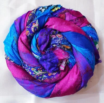 AMZ 40 Yards Sari Silk Ribbon Yarn 40 Skeins Strips for Journals, Crafting's - Image 1 of 4