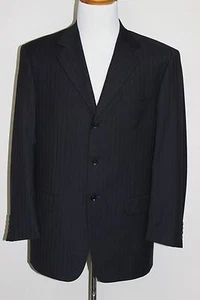 Pal Zileri Italy Navy Blue Striped Wool Blazer Sport Coat Jacket EUC Mens 44R - Picture 1 of 8