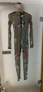 Adidas x ivy park Khaki catsuit underwear crystal XS jumpsuit Overall neu Mesh - Bild 1 von 4