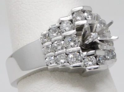 14 kt White Gold Diamond Accents SEMI MOUNT Setting Sz 6.5+, Almost 6 3/4 B4724 - Image 1 of 4