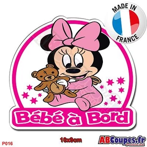 Sticker autocollant Bébé à Bord - Minnie bébé Fille enfant Auto Voiture - Afbeelding 1 van 1
