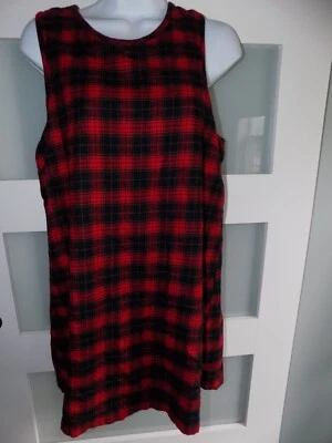 Forever 21  Red/Black Plaid Sleeveless Shift Dress Tunic Size L Women's — 第 1/3 张图片