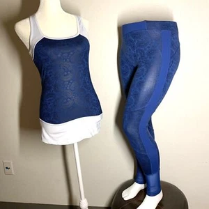 KYODAN blue metallic paisley print leggings top set sz xs womens - Picture 1 of 7