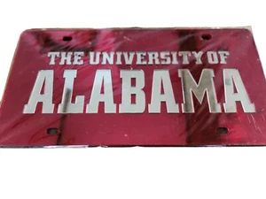 The UNIVERSITY OF/ ALABAMA. AUTO Tag S Mirror TAG Crimson W/ Mirror Letters NEW! - Picture 1 of 1