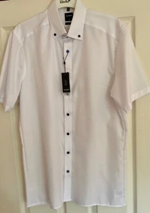 OLYMP SHORT SLEEVE LUXOR WHITE SHIRT SIZE 42 - Picture 1 of 5