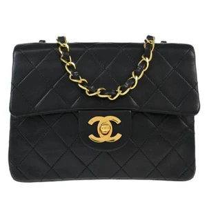 Chanel Black Lambskin Mini Classic Square Flap Shoulder Bag 17 184924 - Picture 1 of 10