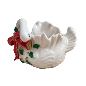 Estatuilla de cisne de ganso de porcelana vintage florero maceta estante cuidador decoración de Navidad - Imagen 1 de 20