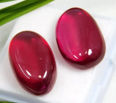 33.50 Ct Natural Precious Mozambique Red Ruby Cabochon Gemstone CERTIFIED Pair - Image 1 of 4