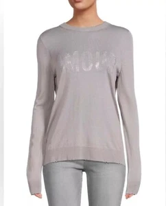 Zadig & Voltaire XS Miss Amour Strass Womens Sweater Gray Silver Stud $368 - Picture 1 of 6
