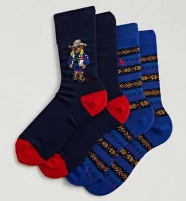 Polo Ralph Lauren 2 упаковки праздник Fair isle лыж медведь платье носки размер 10-13 - Изображение 1 из 4