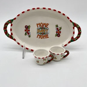 3 Pc VTG Mary Engelbreit Mini Tea Set Home Sweet Home 2000 Christmas #746894 - Picture 1 of 16