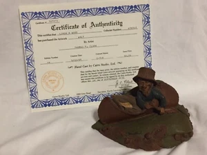 Tom Clark Gnome Walt Fishing in Canoe Statue 1985 Figurine Signed - Picture 1 of 4