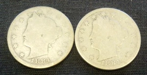 (2) 1884 LIBERTY V NICKELS. REDUCED 12/9/24 (2218) - Picture 1 of 2