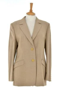 #28 AQUASCUTUM LONDON Camel Lady Woman Pea coat Blazer Jacket 100% wool - NEW - Picture 1 of 9