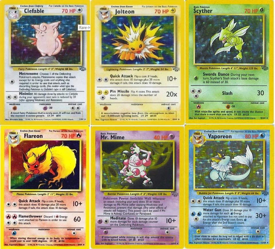 Rare Holo (shiny) Jungle Pokemon cards All 16 Out of Print!  - Image 1 of 1