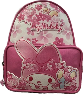 Mini Backpack Deluxe - Hello Kitty - My Melody Cherry Blossom Pu Leather 11" Bag - Picture 1 of 2
