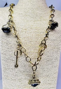 Collar Dea Preziosi Plata 925 Antiguo Ónix Monedas Corazones 5 Años Garantía - Imagen 1 de 3