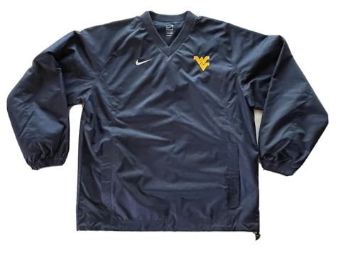 Nike Team West Virginia University WVU Windbreaker V-Neck Men’s Small Pullover Cover
