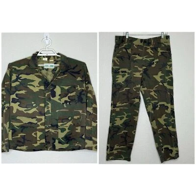 Vintage Game Winner Jacket Sz Large & Pants Sz Large Woodland Camo Hunting - Image 1 of 4