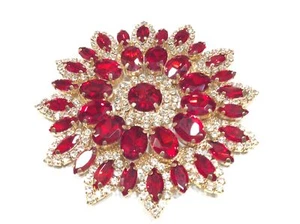 APPLICAZIONE STRASS GIOIELLO DIAMETRO CM 8 ORO&ROSSO DA CUCIRE - Picture 1 of 2