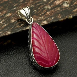 Simulated Ruby Gemstone Handmade Antique Design Pendant Jewelry 2.6" AP-90434 - Picture 1 of 1