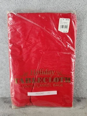 Toalha de mesa vintage Home Trends vinil vermelha 70" redonda - Imagem 1 de 4