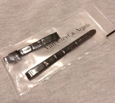 Correa/banda de reloj de cuero negro brillante Van Cleef & Arpels Sweet Alhambra sin usar Foto 1 de 4