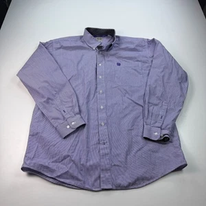 Camicia Cinch con bottoni uomo Lage viola a righe cotone tessuto western casual - Foto 1 di 7