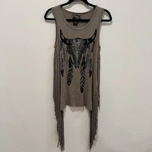 Camisa Vaquera Leyenda Talla S Rodeo Western Flecos Sin Mangas Con Cuentas Atrapasueños - Imagen 1 de 6