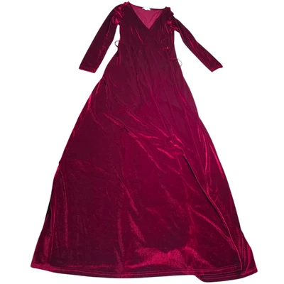 Maxi Vestido Envolvente Nacido en el Báltico Terciopelo Gema Rojo Mujer Talla S Romántico Vacaciones Fecha Foto 1 de 4