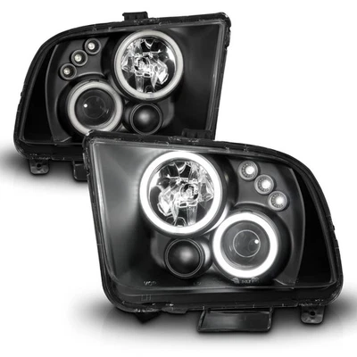 Faros proyectores Anzo 121166 con RX Halo negro para Ford Mustang 05-09 Foto 1 de 4