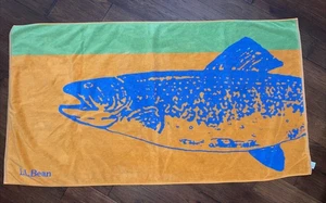 Vintage LL Bean Forelle Strand Bad Pool Handtuch 36"x68" Orange & Blau - Bild 1 von 6