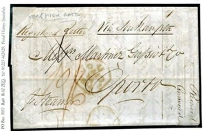 GB MUY ALTA TASA 10s/6d Cubierta Registrada Londres Fenchurch St Portugal 1850 R166 - Imagen 1 de 6